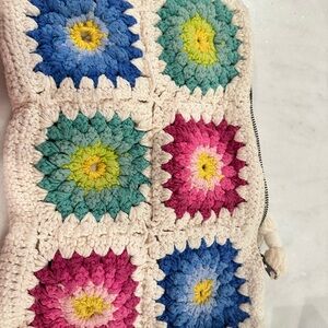 Handcrafted Floral Crochet Cosmetic Bag
